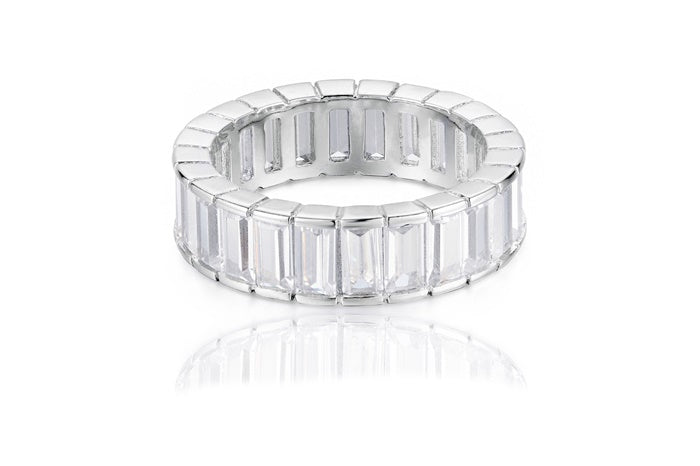 Eternity Band Ring - 925 Sterling Silver - Rhodium Plated