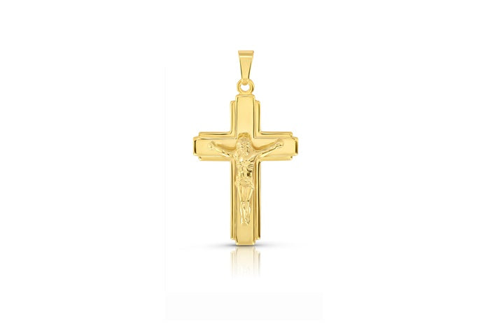 Classic Crucifix Pendant - 925 Sterling Silver - Gold Plated