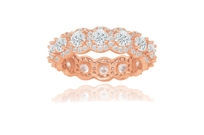 Eternity Band Ring - 925 Sterling Silver - Rose Gold Plated