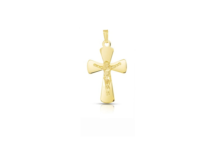 Paddle Crucifix Pendant - 925 Sterling Silver - Gold Plated