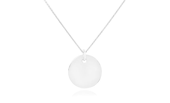 Round Disc Charm Pendant - 925 Sterling Silver - Rhodium Plated