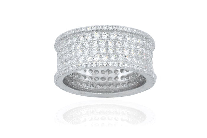 Eternity Band Ring - 925 Sterling Silver - Rhodium Plated