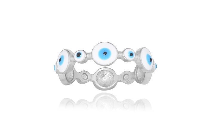 Evil Eye Ring - 925 Sterling Silver - Rhodium Plated