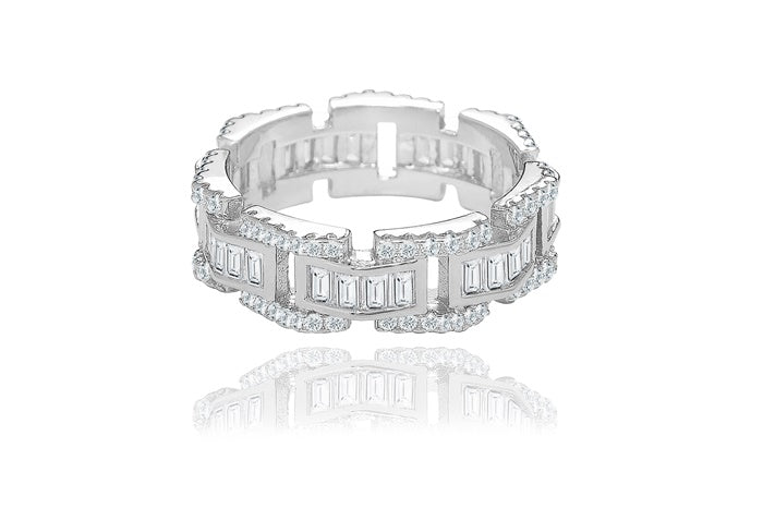 Eternity Band Ring - 925 Sterling Silver - Rhodium Plated