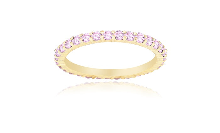 Pink Eternity Ring - 925 Sterling Silver - Gold Plated