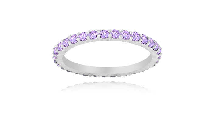 Purple Eternity Ring - 925 Sterling Silver - Rhodium Plated
