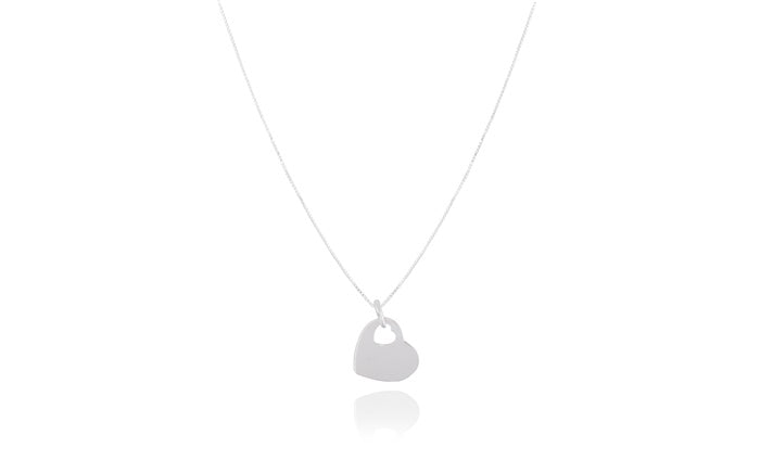 Small Heart Charm Pendant - 925 Sterling Silver - Rhodium Plated