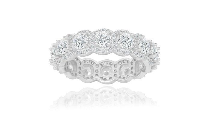 Eternity Band Ring - 925 Sterling Silver - Rhodium Plated