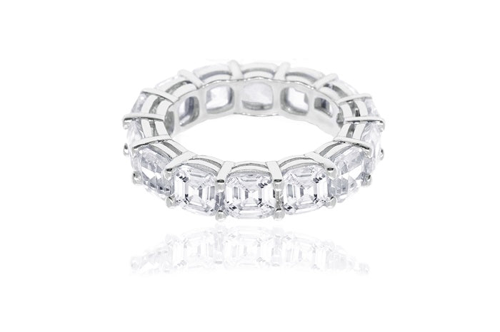 Eternity Band Ring - 925 Sterling Silver - Rhodium Plated