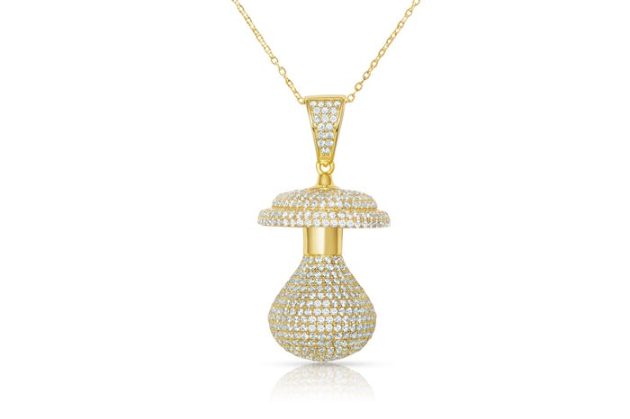 Baby Bottle CZ Charm Pendant - 925 Sterling Silver - Gold Plated