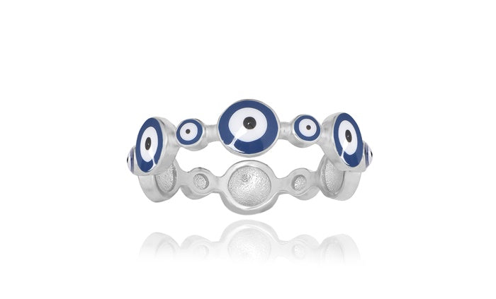 Evil Eye Ring - 925 Sterling Silver - Rhodium Plated