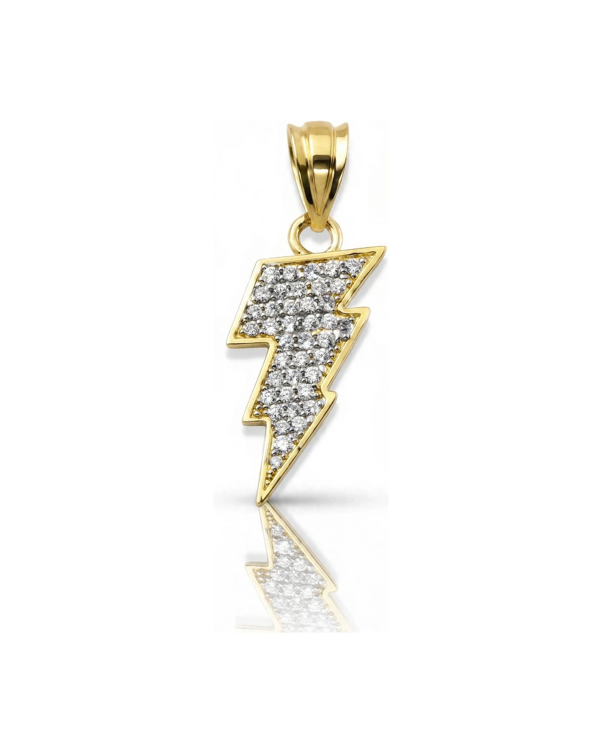 Lightning Bolt Pendant with CZ - 10K Gold