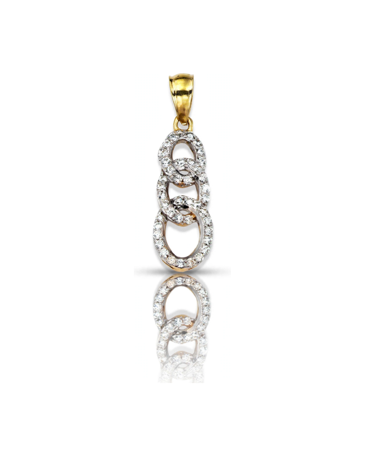 Interlocking Links Pendant with CZ - 10K Gold