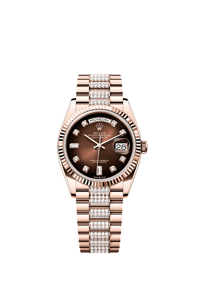 Chocolate Diamond-Set dial, President bracelet