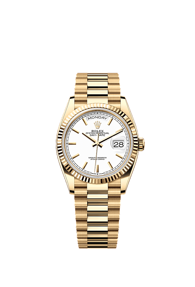 White Roman dial, President bracelet