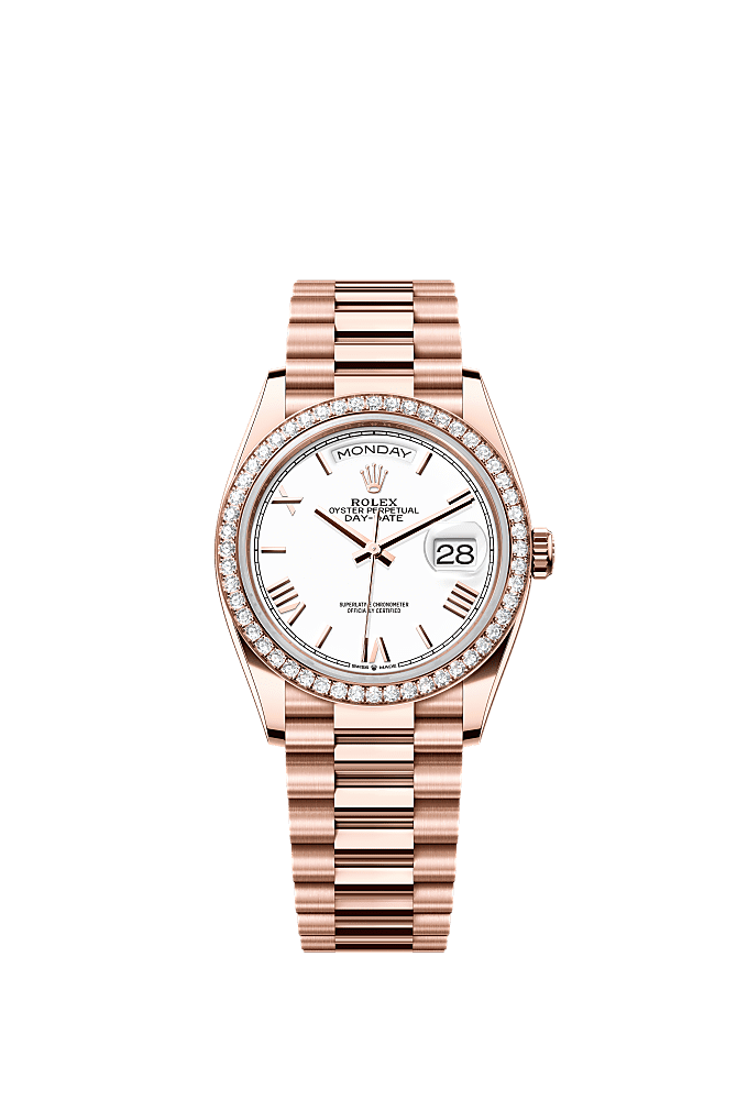 White Mother-of-Pearl Diamond-Set dial, President bracelet