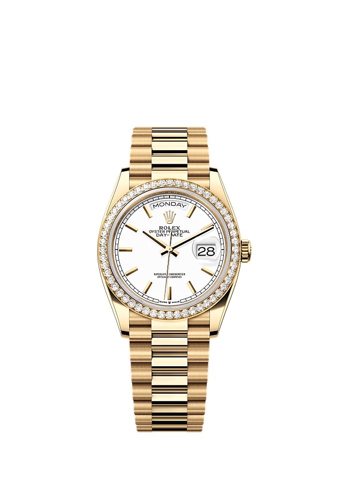 White Mother-of-Pearl Diamond-Set dial, President bracelet