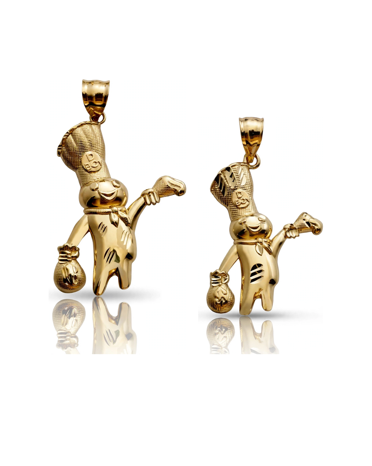 Money Mascot Pendant with Money Bag - 10K Yellow Gold