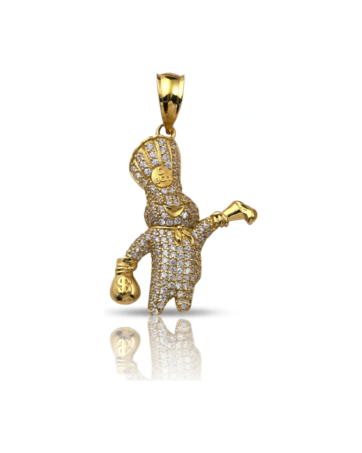 Mascot Pendant with Money Bag and CZ - 10K Gold
