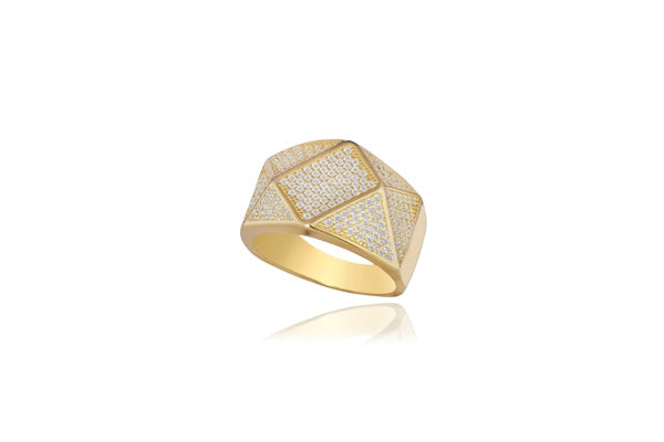 Men's Ring - 925 Sterling Silver - Gold Plated