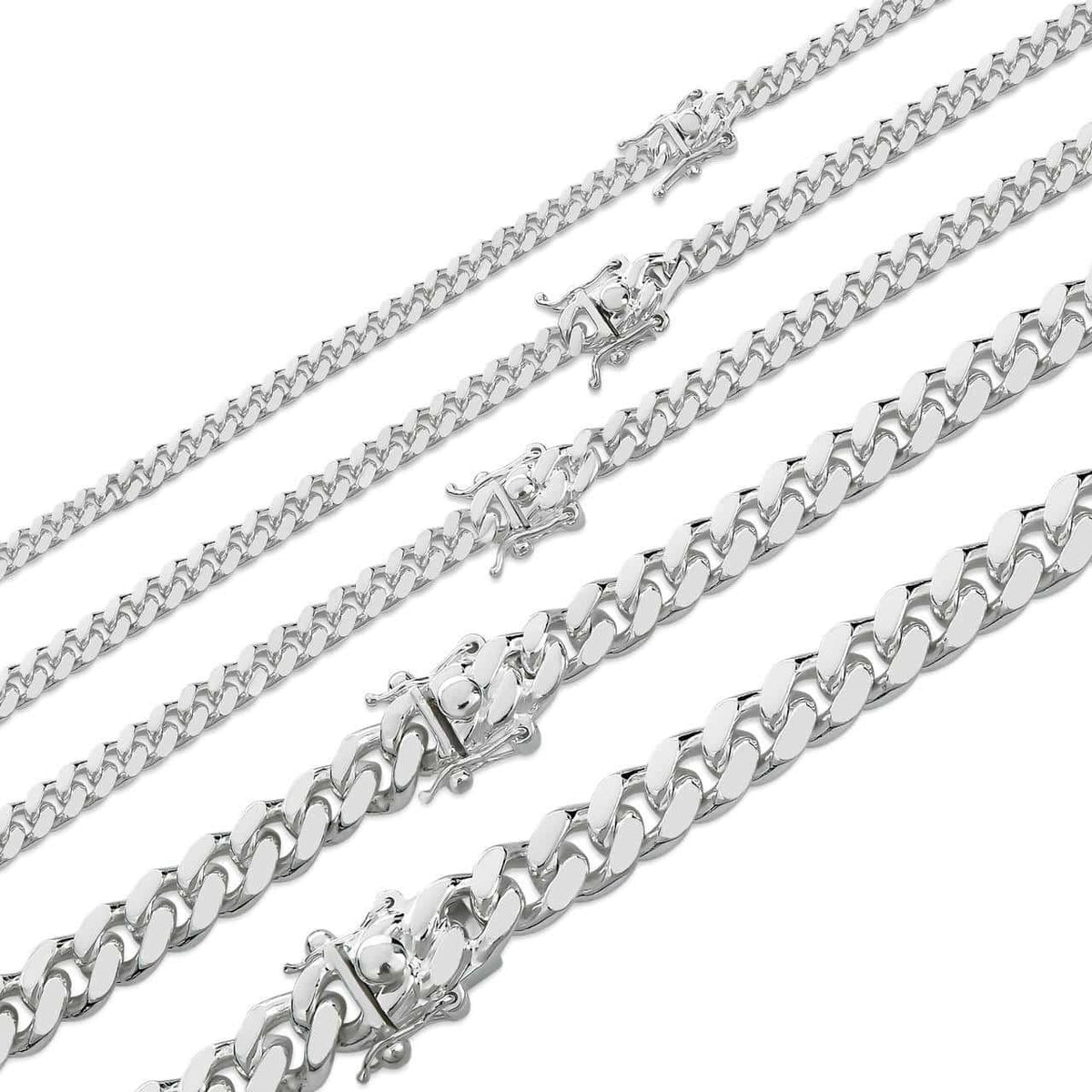 Miami Cuban Link Chain Necklace Or Bracelet W. Box Lock - 925 Sterling Silver