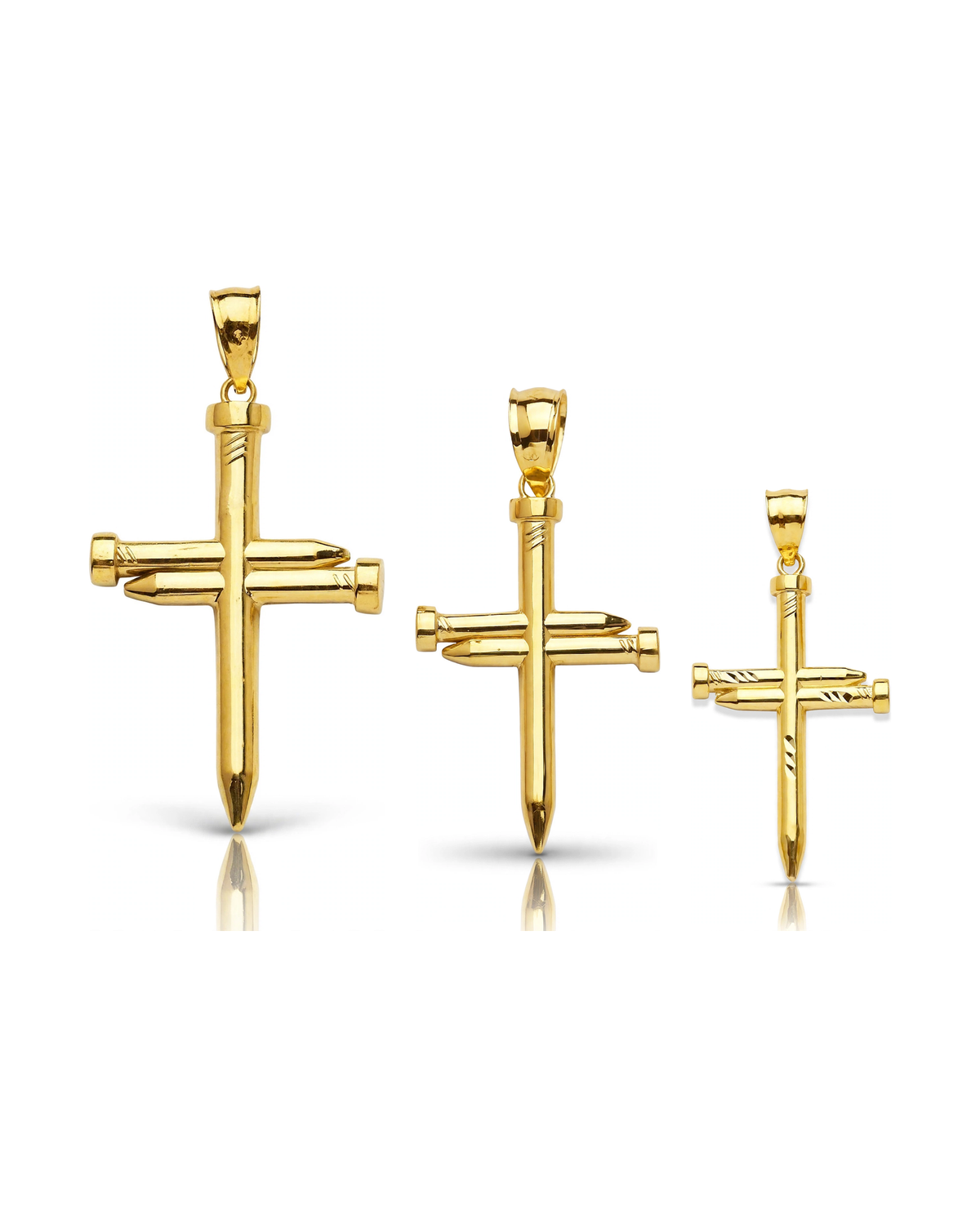 Nail Cross Polished Pendant - 10K Yellow Gold