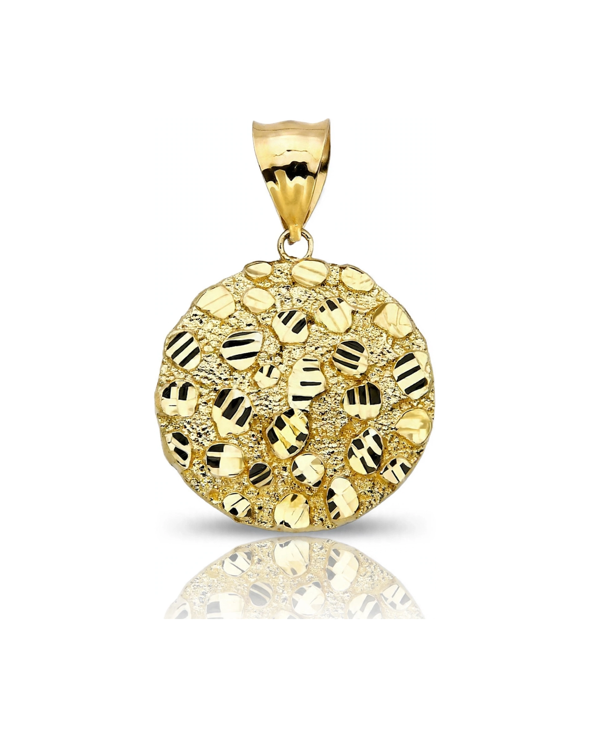 Nugget Round Faceted Pendant - 10K Yellow Gold