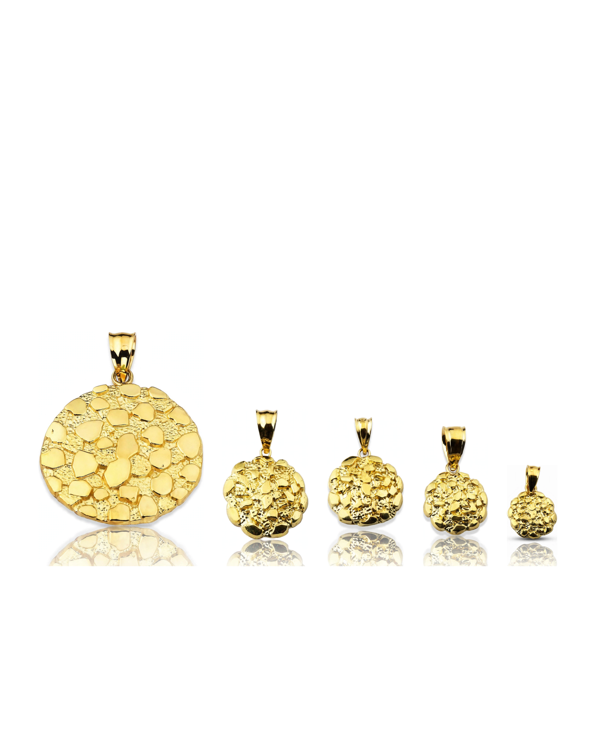 Nugget Round Pendant - 10K Yellow Gold