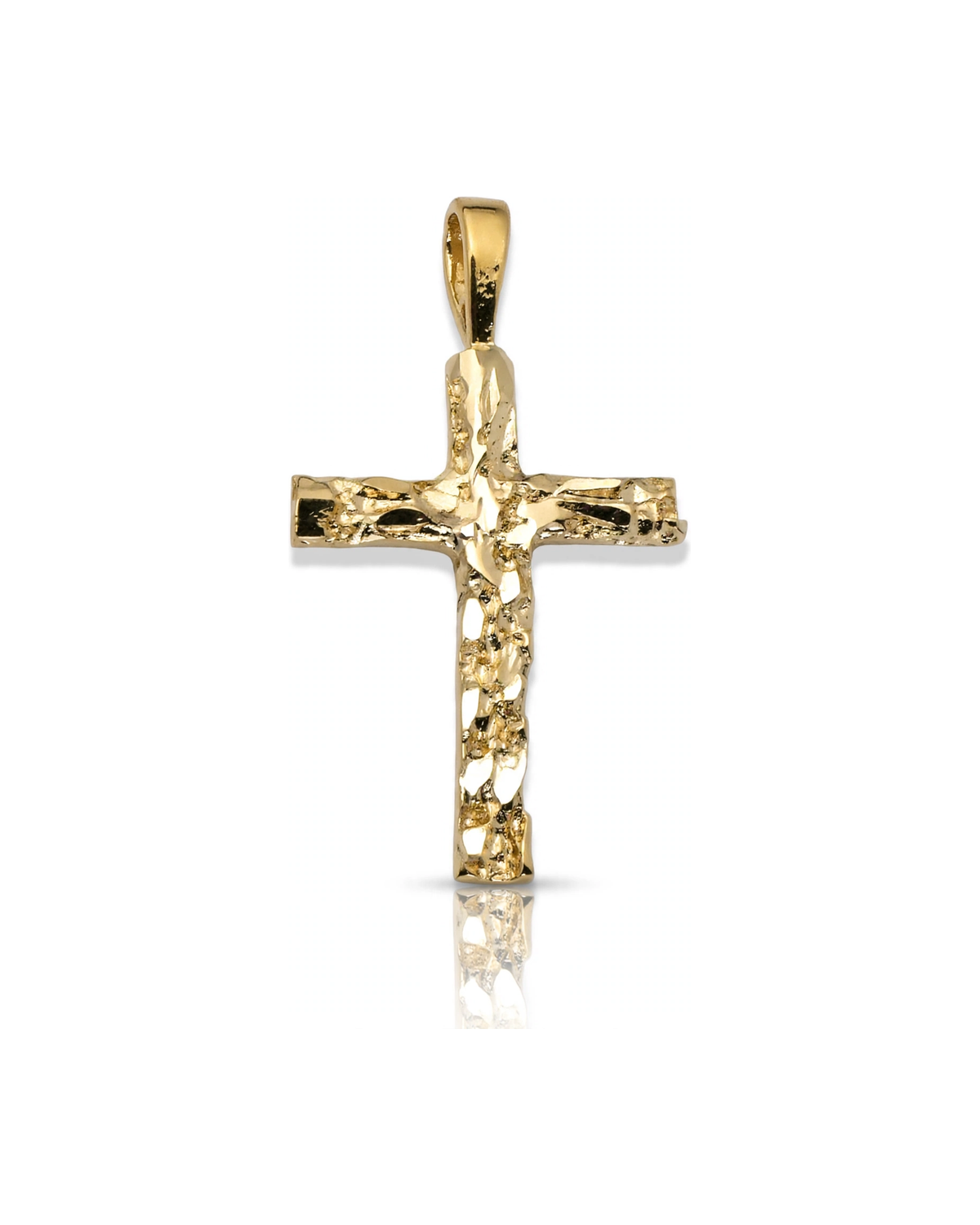 Cross Nugget Rustic Pendant - 10K Yellow Gold