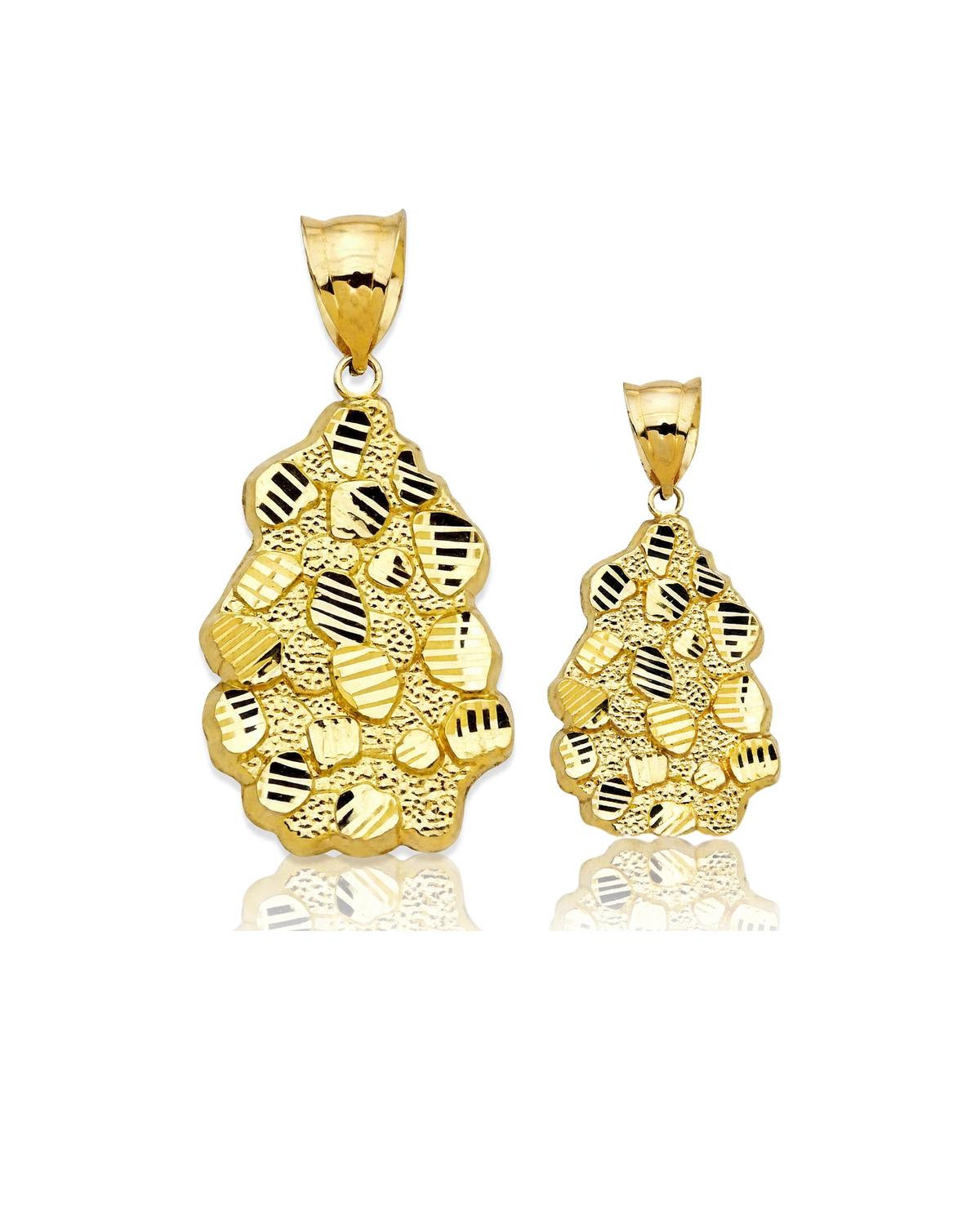 Nugget Teardrop Faceted Pendant - 10K Yellow Gold