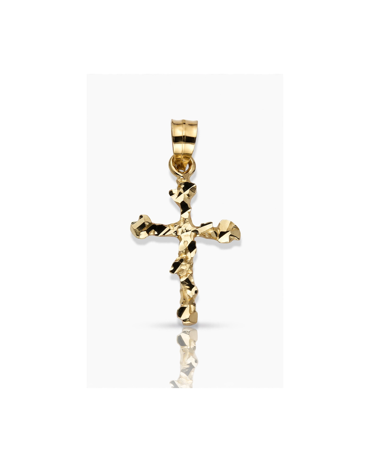 Cross Nugget Tiny Pendant - 10K Yellow Gold