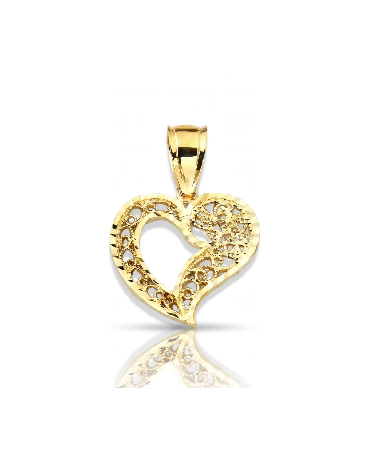 Open Heart Swirl Pendant - 10K Yellow Gold