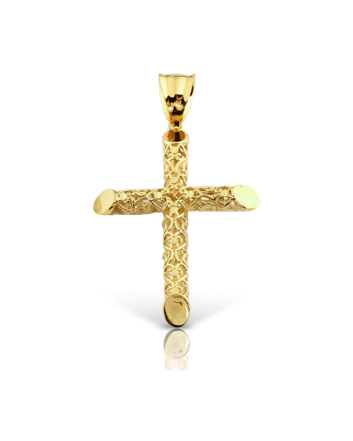 Open Lattice Cross Pendant - 10K Yellow Gold