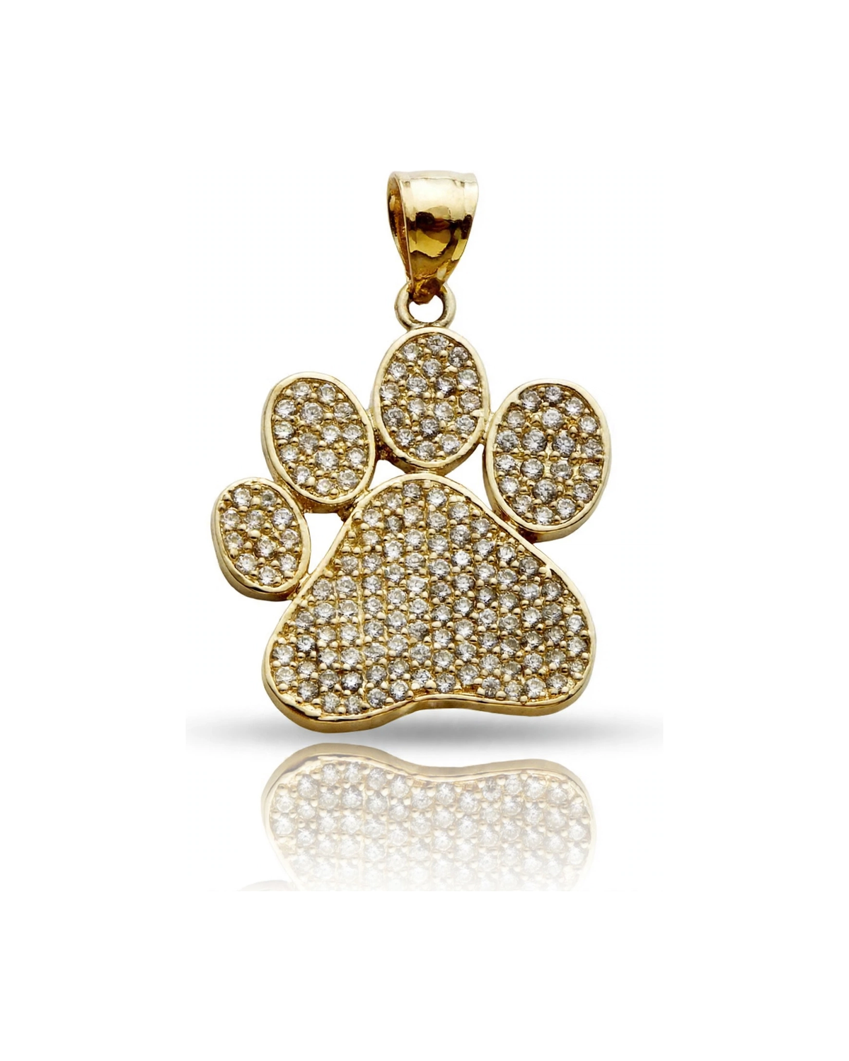 Paw Print Pendant with CZ - 10K Gold