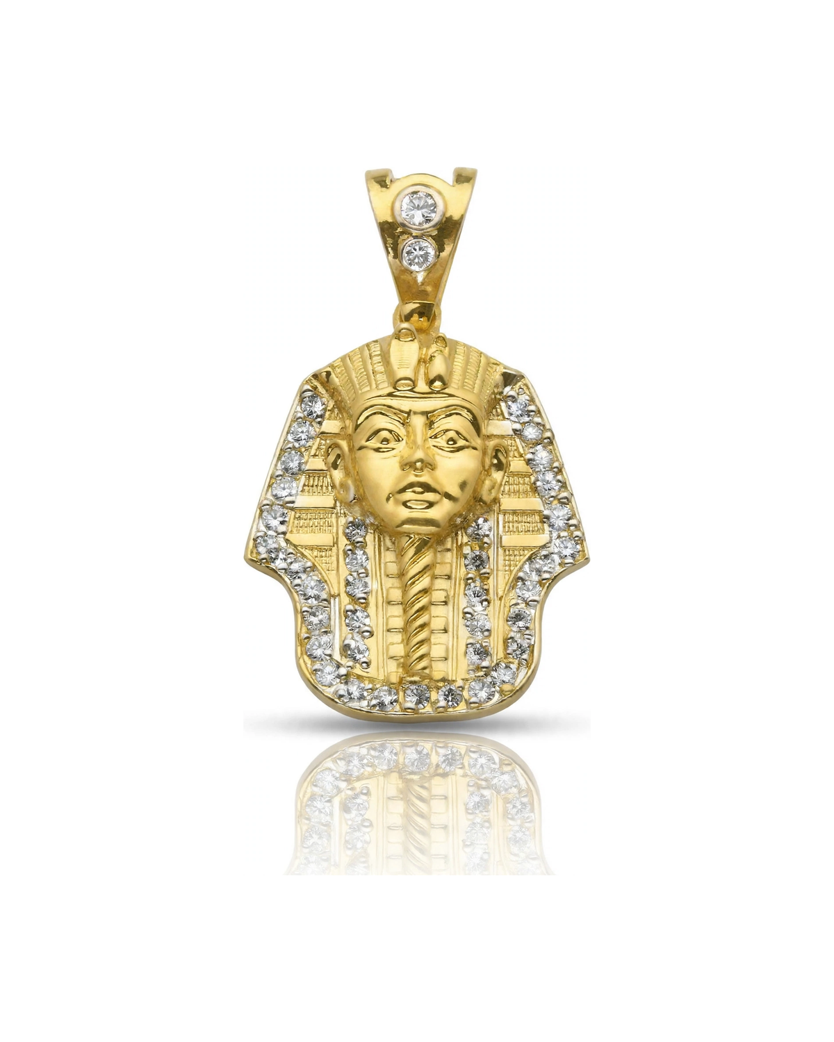 Pharaoh Mini Pendant with CZ Halo Frame - 10K Gold
