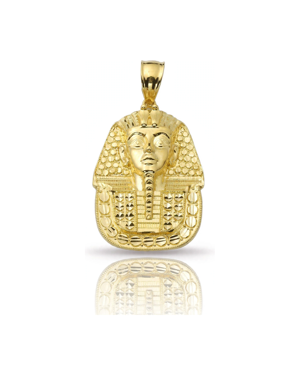 Pharaoh Mini Pendant with Textured Headdress - 10K Yellow Gold