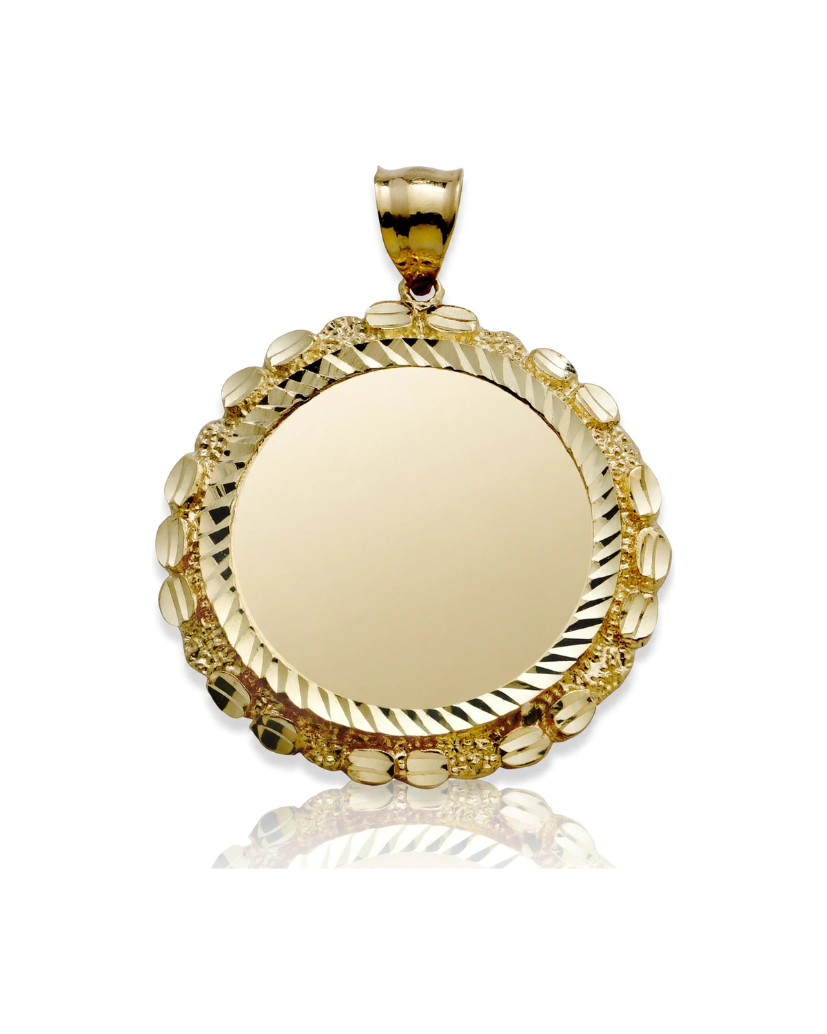 Photo Pendant Round Picture Medallion with Scallop Frame - 10K Yellow Gold