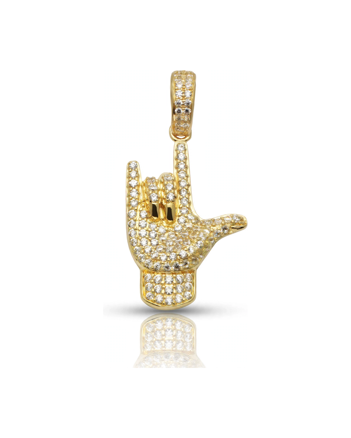 Rock On Hand Pendant with CZ - 10K Gold