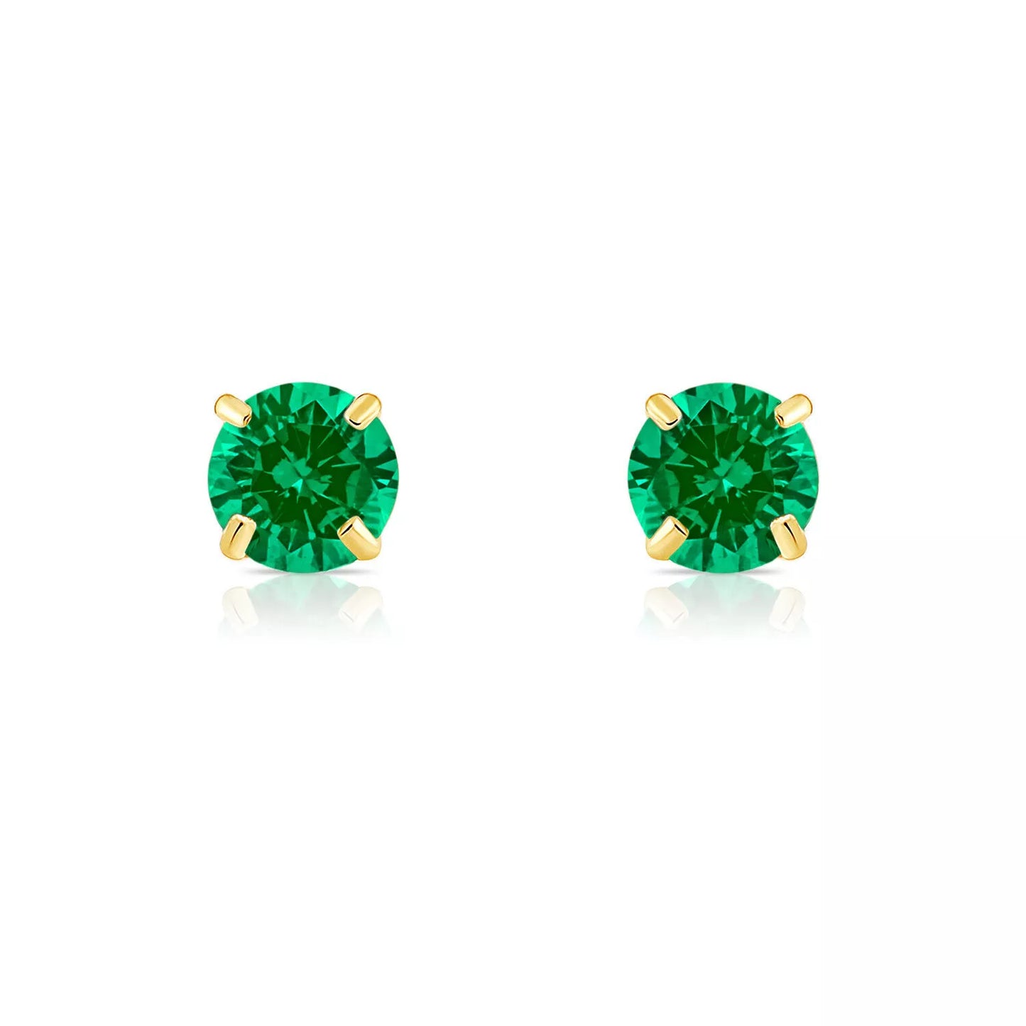 14K Solid Yellow Gold 3mm Round Birthstone Stud Earrings with screw back