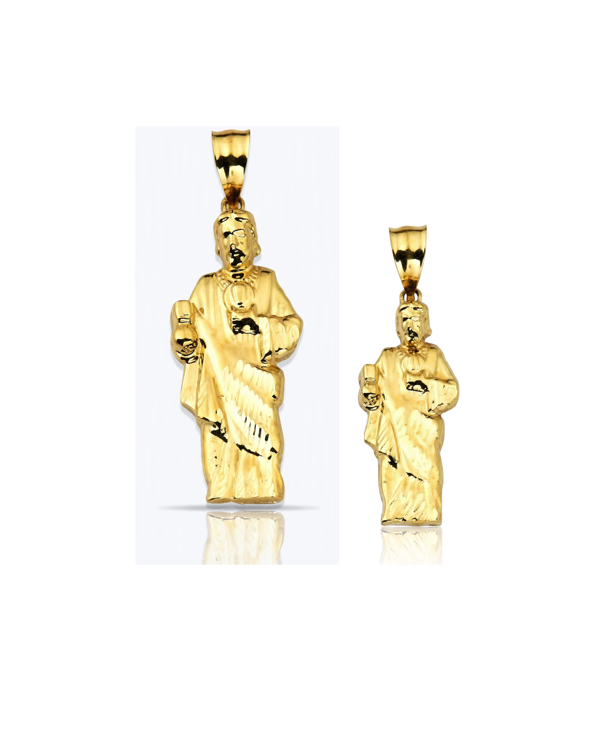 Saint Jude Standing Figure Pendant - 10K Yellow Gold