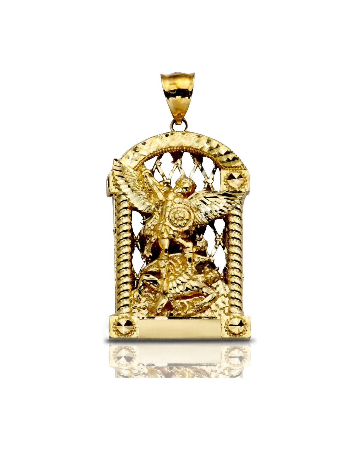Saint Michael Pendant San Michele Arch - 10K Yellow Gold