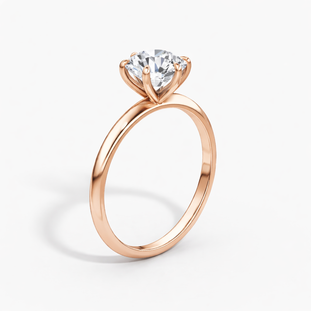 14K Round Solitaire — Classic 6 Prong