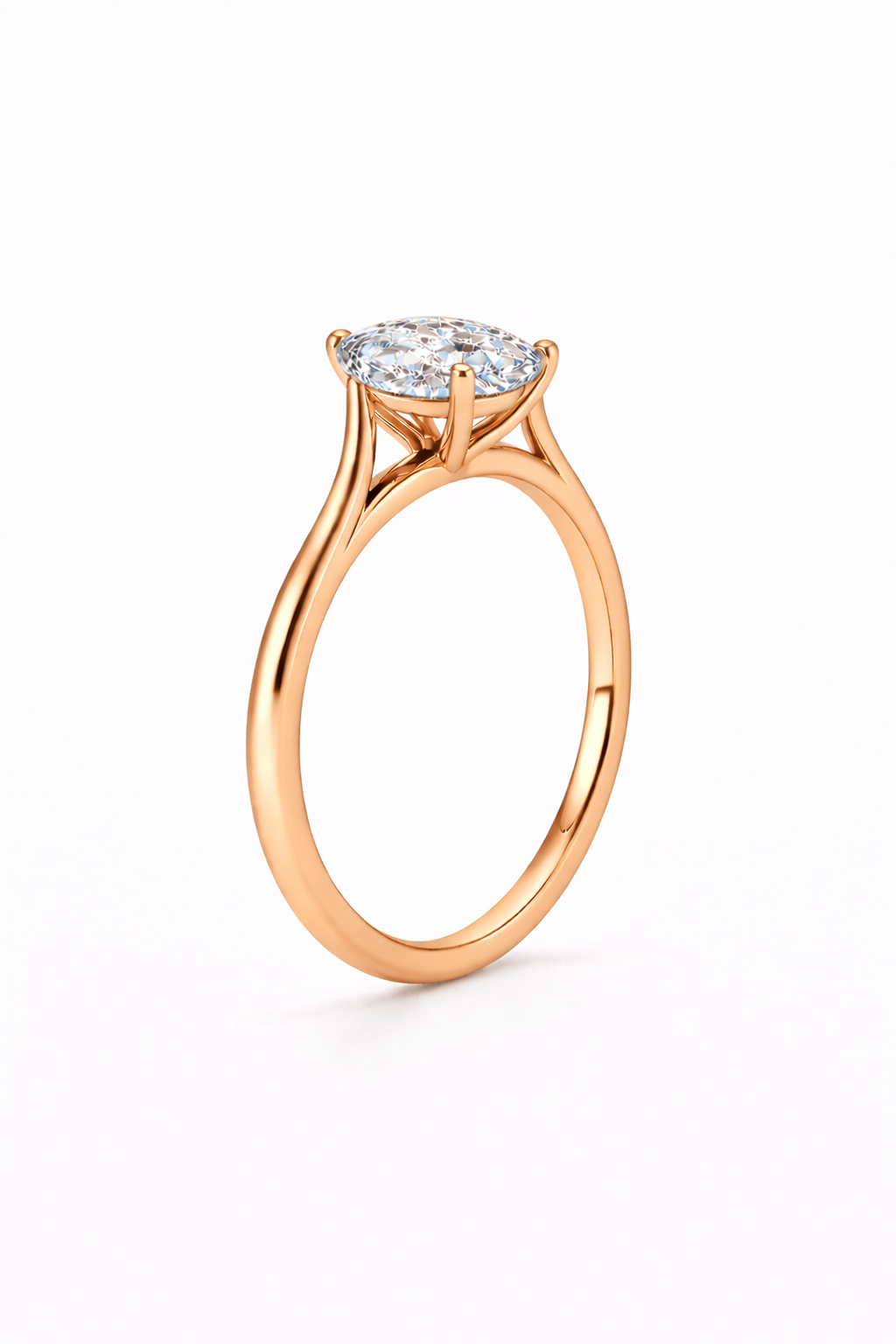 14K Marquise Solitaire — Cathedral Flat Edge