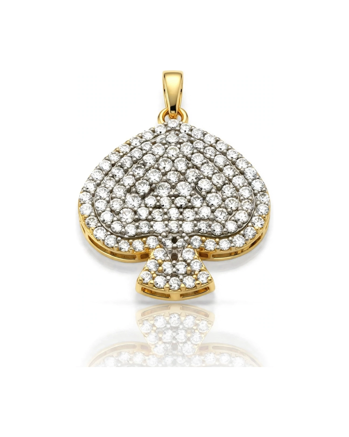 Spade Pendant with CZ Pavé - 10K Gold