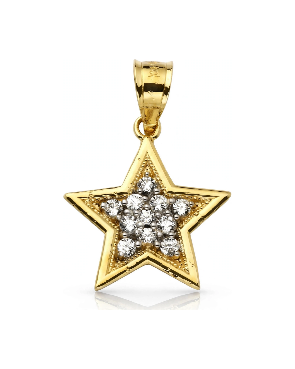 Star Pendant with CZ Cluster Center - 10K Gold