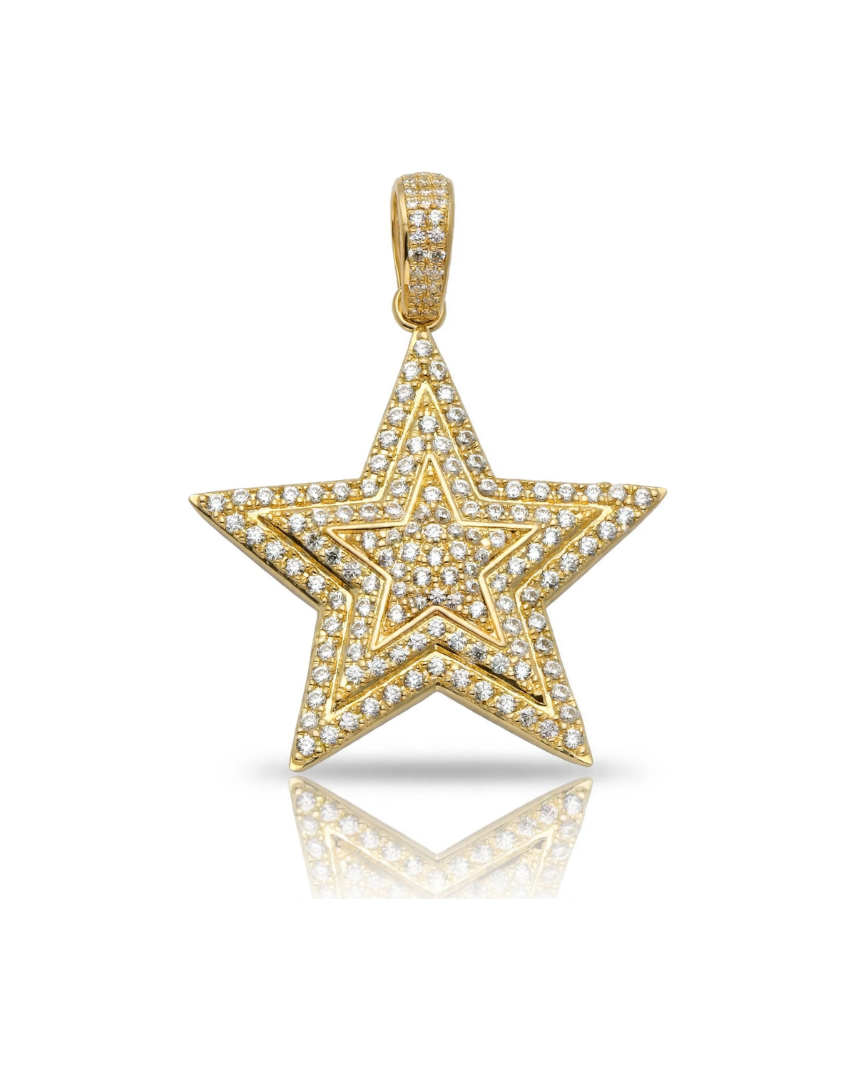 Star Pendant with CZ Large - 10K Gold