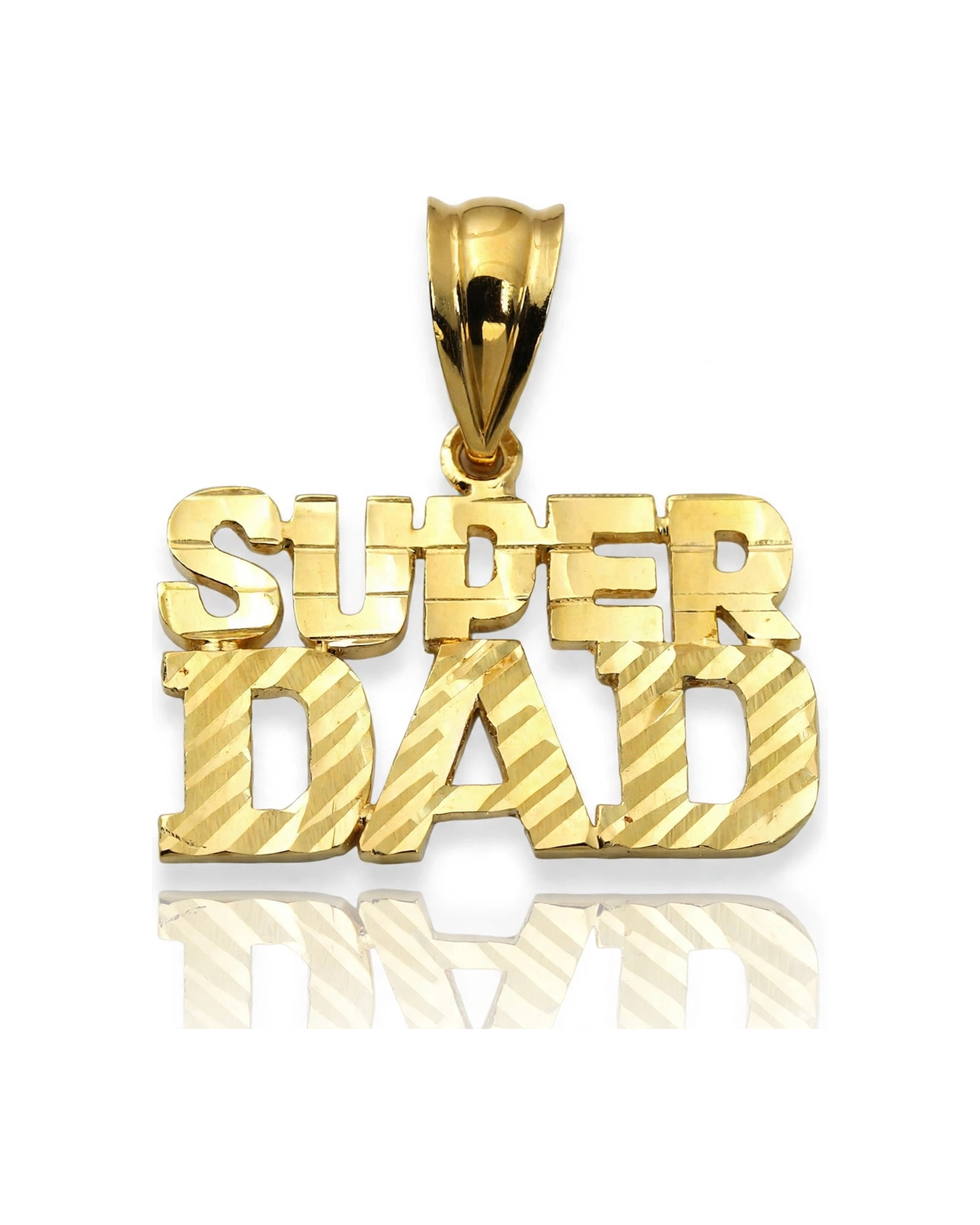 Super Dad Pendant Block Letters - 10K Yellow Gold