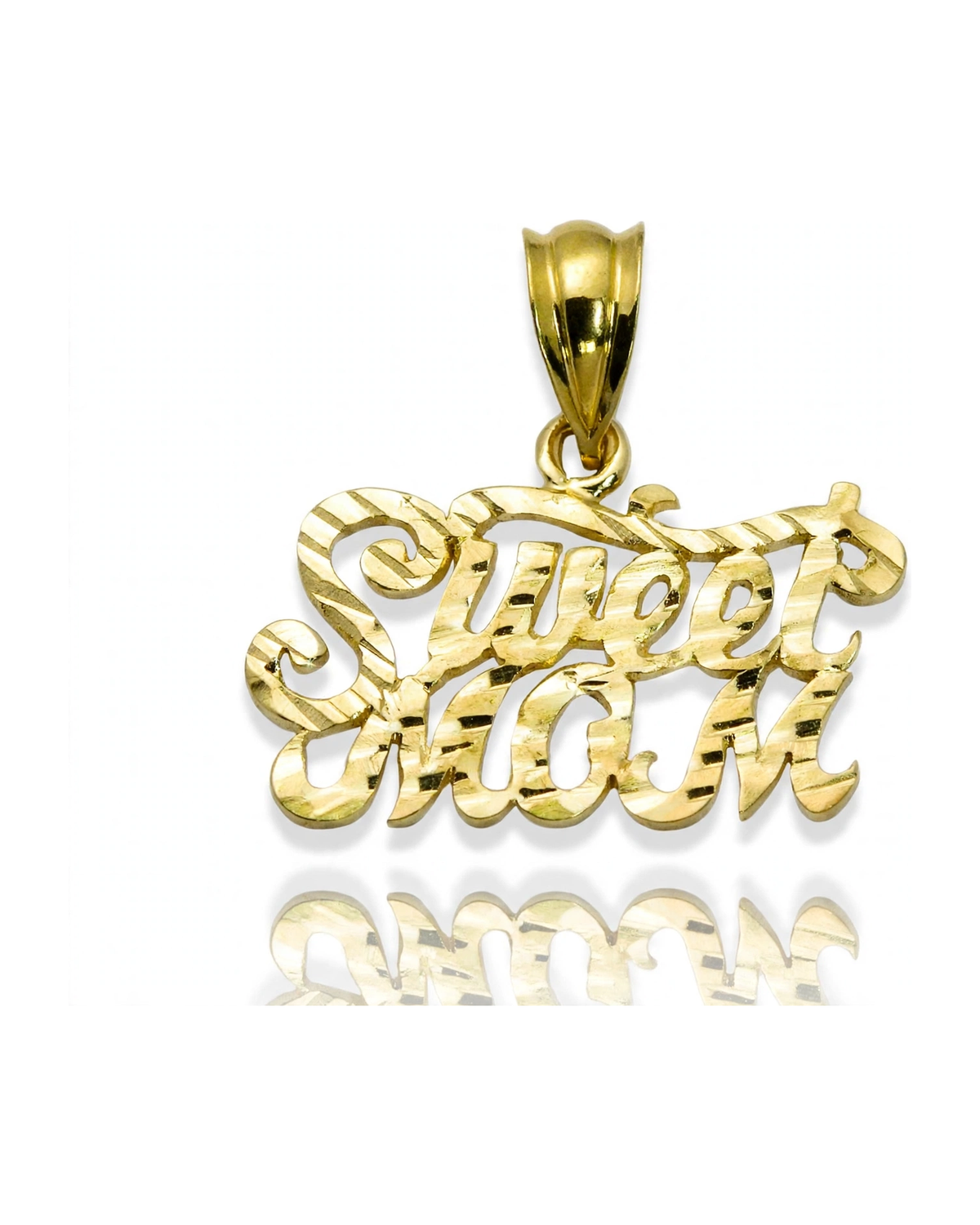 Sweet Mom Pendant Script - 10K Yellow Gold