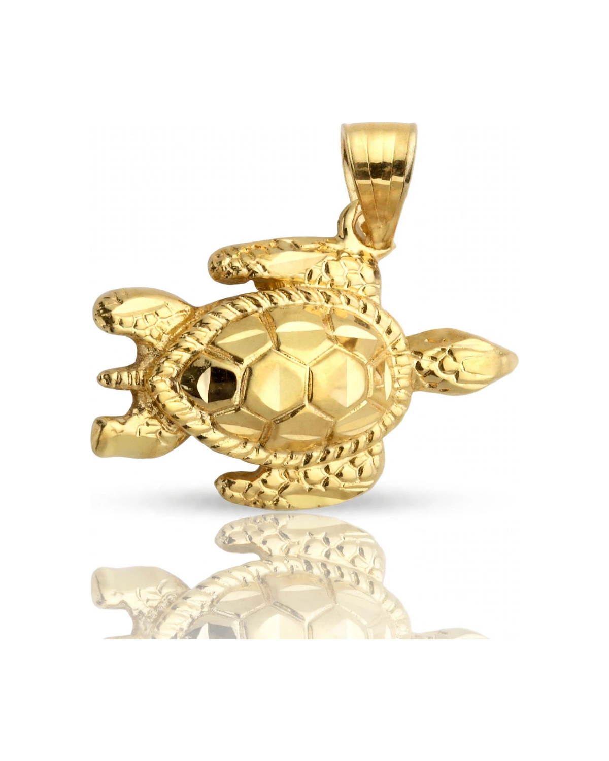 Sea Turtle Pendant Swimming - 10K Yellow Gold