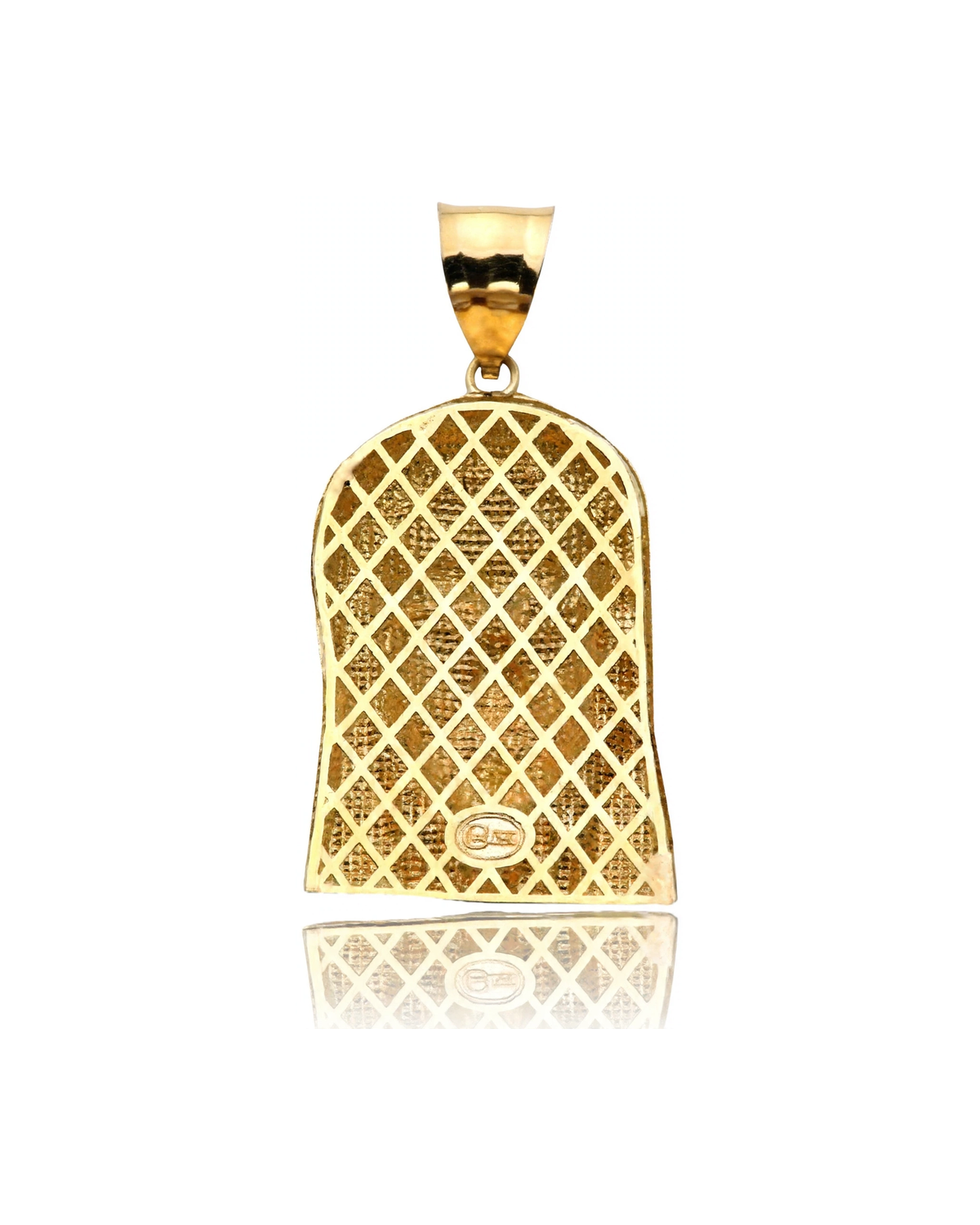 Two-Tone Jesus Face Braided Crown Lattice Back Pendant - 10K Gold